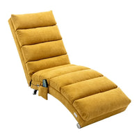 Chaise Lounge Indoor Chair, Modern Polyester Upholstered Long Lounger for Indoor Bedroom Office or Living Room, Mustard