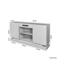 66.9" LED TV Stand with Bluetooth Speaker, Entertainment Center with 2-Door Storage Cabinets and Open Shelves, Media Console Table suit for up to 65 Inch TVs,for Living Room Bedroom Office