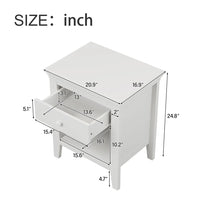 Farmhouse Nightstand, Solid Wood End Table with 1 Drawer and 1 Open Drawer, Accent Table Sofa Table with Handles and Tapered Legs, Side Table Storage Cabinet for Bedroom Hallway Living Room, White