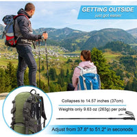 Trekking Poles Collapsible Hiking Poles, 2pcs Walking Stick, Trekking Poles for Hiking Adjustable Strong Lightweight Walking Sticks with Tri-Fold Quick Adjust Flip-Lock Padded Strap for for Travel
