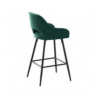 Bar Stools Set of 2, Velvet Upholstered Dining Chairs Barstools, Fixed Height Bar Chairs with Metal Frame and Footrest, Modern Bar Chairs for Cafe Pub Kitchen Island Dining Room, Green