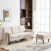 L Shape Sofa Reversible Sectional Sofa Couch for Small Apartment Couch 3-seat Sectional Couch (Beige)