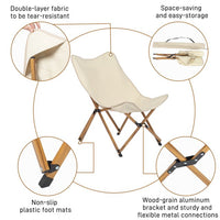 Folding Camping Chair Outdoor Chair Portable Stool with Durable 600D Polyester Fabric, Fishing Chair Picnic Chair BBQ Chair Hiking Chair Lawn Chair, Khaki