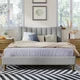 Queen Size Platform Bed with Vertical Channel Tufted Headboard, Elegant Linen Upholstered Platform Bed Frame with Slats Support and Solid Wood Legs and Under Bed Storage, No Box Spring Needed, Gray