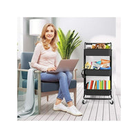 3-Tier Rolling Storage Organizer Cart with Handle and Lockable Wheels, Rolling Metal Organization Cart with Handle, Multifunctional Storage Shelves for Kitchen Living Room Office,Bathroom
