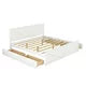 King Size Platform Bed with Headboard and Four Storage Drawers, Wooden Storage Platform Bed Frame with Support Legs & Support Slats, Indoor Mattress Foundation for Bedroom Dorm, White