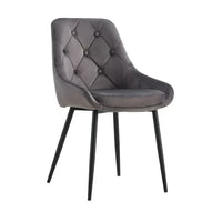 Dining Chairs Set of 2, Modern Accent Upholstered Chairs with Black Legs, 2-Piece Side Chairs with Button Tufted Back, Home Furniture Vanity Chairs for Living Room Dining Room, Grey