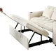 Convertible Sofa Bed with Pull-Out Bed, 58" Velvet Sofa Bed with Cup Holder and USB Port, Modern Loveseat Couch with 2 Pillows and 2 Big Side Pockets Folding Sleeper Sofa for Living Room, Cream White