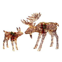 2pcs 4ft 30V 3.6W Moose Family 200LED Leather String Light, Garden Moose Decoration for Christmas Outdoor Yard Garden Decorations,Brown