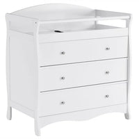 3 Drawers Changing Table,Baby Wooden Bed Nursing Table With Seat Belt and Rails,Infant Diaper Changing Station for Bedroom,Nursery,White