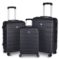 3 Piece Luggage Sets, Expandable ABS+PC Hardside Luggage with Spinner Wheels, Lightweight Durable Carry on Luggage Suitcase with TSA Lock for Women Men, 20"/24"/28" (Black)