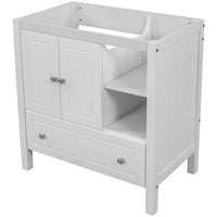 30" Bathroom Vanity Without Sink, Bathroom Vanity Cabinet Base Only, Freestanding Bath Vanity with Soft Close Doors and Drawer, Solid Wood Frame Bathroom Cabinet with Adjustable Shelf, White