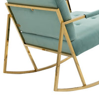 Rocking Chair, Modern Velvet Upholstered Rocker Chair with High Backrest & Stainless Steel Feet, Leisure Accent Arm Chair for Living Room, Bedroom, Lounge Room & Office, Mint Green