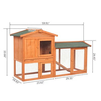61" Chicken Coop Large Wooden Outdoor Bunny Rabbit Hutch Hen Cage with Ventilation Door, Removable Tray & Ramp Garden Backyard Pet House Chicken Nesting Box