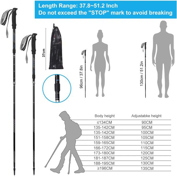 Trekking Poles Collapsible Hiking Poles, 2pcs Walking Stick, Trekking
