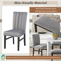 6-Piece Dining Table Set, Modern Kitchen Table and Chairs Set for 6 with Marble Veneer Table, 4 Flannelette Upholstered Dining Chairs & Bench, Kitchen Living room Dining Room Table and Chair Set, Gray