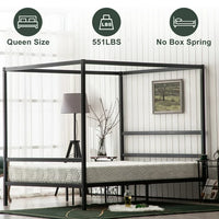 Metal Canopy Bed Frame King,Strong Bed Frame with Center Support Legs, 2 Horizontal Bar, Platform Bed Frame for Adults, Weight Capacity 661 Pounds