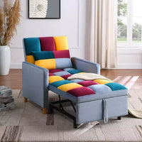 31.3" Sleeper Chair Bed, Convertible Chair, 3 in 1 Multi-Function Folding Ottoman Sofa Bed, Pull Out Sleeper Chair Beds, Adjustable Chair with Pillow, Single Bed Chair for Small Space, Rainbow