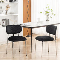 Dining Chairs Set of 2, Mid Century Modern Upholstered Side Chairs with Metal Legs, Accent Kitchen Chair with Soft Velvet Seat Backrest for Living Room Chair for Vanity, Makeup, Leisure, Black