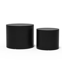 Nesting Coffee Table Set of 2, Round MDF Coffee Tables, Modern Luxury Side Tables Accent End Table for Small Space Living Room Apartment, Matte Black