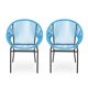 Outdoor Dining Chair Set of 2, Rattan Woven Chairs, Outdoor Wicker Lounge Chairs with Arms for Patio, Backyard, Poolside, Balcony, Blue