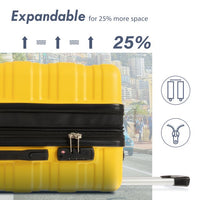 24” Hardshell Luggage, Modern Lightweight Suitcase with 360 Degree Spinner Wheels, TSA Lock, Side Bumper Feet, Expandable ABS Single Luggage for Travel and Storage, Yellow