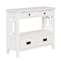 36" Modern Farmhouse Console Table, Wood Entryway Table with 4 Drawers and 1 Shelf, Sofa Table Side Table with Thick Table Top for Living Room, Hallway and Bedroom, Easily Assembly, Antique White