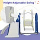 5 in 1 Toddler Swing and Slide Set with Climber, Kids Playground Climber Slide Playset with Safety Belt, Armrest, Basketball Hoop, High Adjustable Baby Swing Set for Indoor Outdoor Backyard, Blue