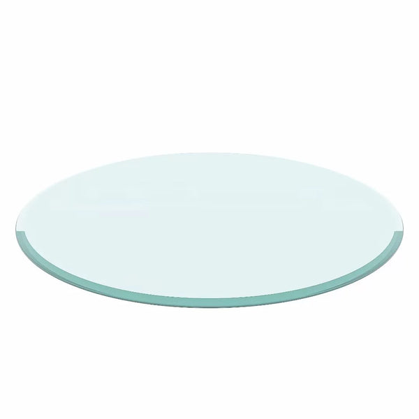 32 Inch Round Tempered Glass Table Top Clear Glass 1/2" Inch Thick Beveled Polished Edge