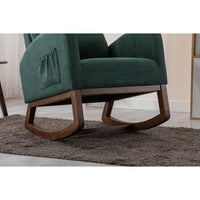 Rocking Chair Nursery, Modern Glider Rocking Chair with Headrest and Thicken Wood Base, Upholstered Nursing Armchair for Living Room, Bedroom, Emerald