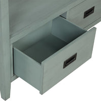 36'' Farmhouse Console Table, Narrow Entryway Sofa Table Buffet Sideboard with 4 Drawers and 1 Storage Shelf, Accent Storage Cabinet with Solid Wood Legs for Living Room Hallway, Easy Assembly, Green