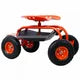 Rolling Gardening Chair Cart with Wheels,360 Swivel Seat with Tool Tray and Storage,Garden Scooter Seat for Patio Yard Flower,Red