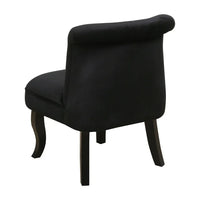 Modern Velvet Accent Chair with Solid Wood Legs, Tufted Vanity Chairs with Back, Accent Makeup Chair with Wood Frame, Single Sofa Chair for Bedroom, Living Room, Office, Study Room, Black