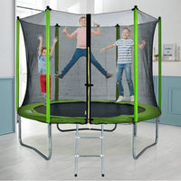 Trampolines 8FT Recreational Trampoline with Enclosure Net, Outdoor Trampoline for Kids and Adults with Spring Pad, Jumping Mat & Ladder(Green)