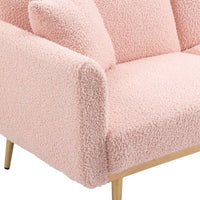 Accent Sofa, Tufted Loveseat Sofa, Convertible Sofa Bed with Two Pillow, Sleeper Sofa Couch with Metal Legs and Adjustable Backrest, Modern Recliner Sofa for Living Room, Bedroom, Offices, Pink