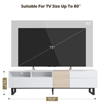 Modern TV Stand for TVs up to 80 Inch, Entertainment Center TV Console Table with Double Storage Space and Drop Down Door for Living Room, Bedroom,Home Theatre,White