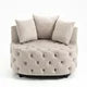 Modern Barrel Chair, Round Oversized Barrel Chairs, Sofa Lounge Accent Chair, Velvet Leisure Sofa Chair , Modern Leisure Chair with 3 Pillow for Living Room Bedroom Hotel Office,Khaki