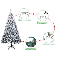 Triple Tree 6FT Snow Flocking Christmas Tree with 750 Branches, Premium Artificial Christmas Tree with Metal Hinges & Foldable Base, Lightweight & Easy to Assemble, for Home, Office, Party Decoration