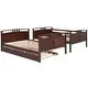 Full Over Full Bunk Bed with Twin size Trundle, Solid Wood Separable Bunk Bed Frame with Full-Length Guardrail and Ladder Convertible into 2 Separate Beds for Boys Girls No Box Spring Needed, Espresso