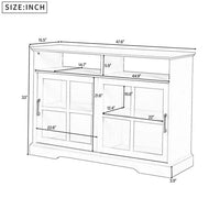 Accent Storage Cabinet, Wood Buffet Table with 2 Glass Sliding Doors & Adjustable Shelves, Modern Sideboard with for Living Room Entryway and Bedroom, 47.6”L x 15.5”W x 33”H, Antique White