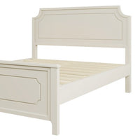 Milky White Full Size Wood Bed Frame, Solid Rubber Wood Platform Bed with Headboard and Footboard, Modern Exquisite Design Home Bed, Superior Material