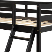 Kids Twin Over Full Bunk Bed, Pine Wood Kids Bed Heavy Duty Bed Frame with Safety Guardrails and Ladder for Boys Girls Adults, Convertible to 2 Platform Beds, No Box Spring Needed, Espresso