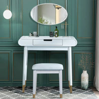 Vanity Set with Drawers and Cushioned Stool, Makeup Dressing Table for Bathroom Bedroom Small Space, Vanity Table for Kids Girls Women Gifts (White)