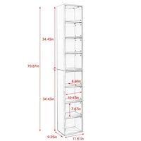 8-Tier Media Tower Rack with Adjustable Shelves, Multi-Functional Double-Decker Bookcase, CD DVD Slim Storage Cabinet, Tall Narrow Storage Rack Display Bookshelf for Home Office, Black