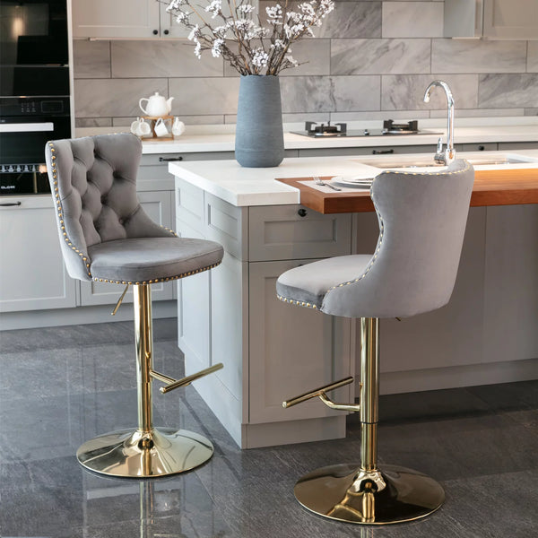 Swivel Bar Stools Set of 2, Adjustable Counter Height Barstools