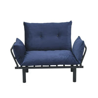 Futon Sofa Bed, Lounge Memory Foam Sleeper Couch for Living Room, Convertible Modern Chenille Sofa for Compact Living Spaces, 49" W (Blue)