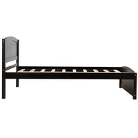 Twin Size Bed Frame for Kids Girls Adults, Wood Platform Bed with Headboard, Footboard and Wood Slat Support, Sleigh Bed for Bedroom, Space Saving Design, No Box Spring Needed, Espresso