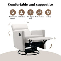 Gliding Recliner Rocker,360°Swivel Glider Modern Nursery Glider, Recliner Chair Upholstered Plush Seating Glider,Swivel Glider Nursery Chair Reclining Sofa Chair for Living Room,Beige