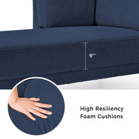 Chaise Lounge Indoor, 65" Mid-Century Modern Fabric Corner Lounge Chair, Modern Upholstered Chaise Sofa with High Resilience Foam Cushions for Sleeping Living Room Bedroom Office Apartment, Blue