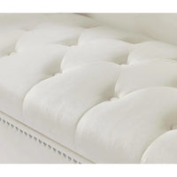 Velvet Storage Sofa with 2 Pillows, 63" End of Bed Couch Bench with Buttons Tufted and Nailhead Trimmed, Rolled Arm Loveseat for Bedroom, Living Room, Beige